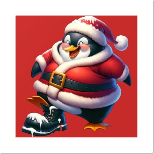 Santa Penguin Posters and Art